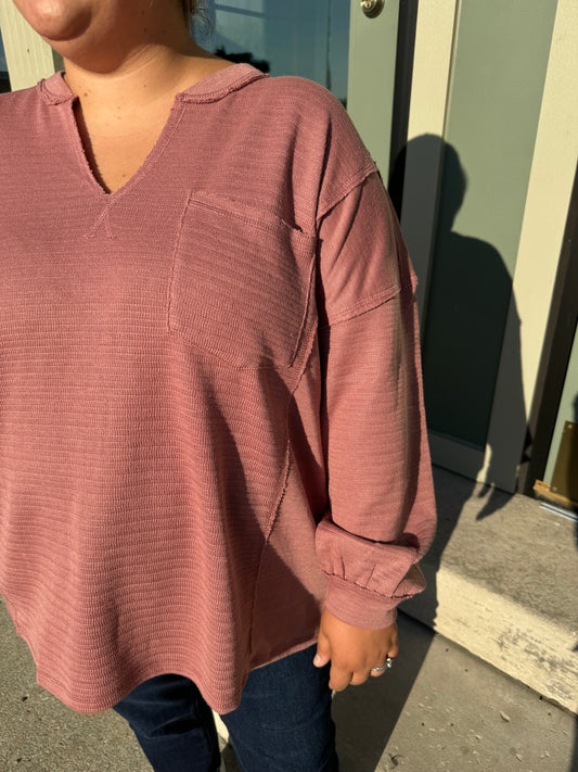 Rose Split Neck Top