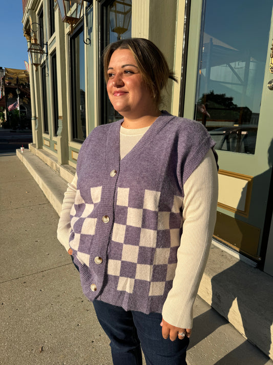 Violet Vibes Checkered Vest