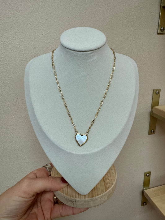 White Heart Necklace