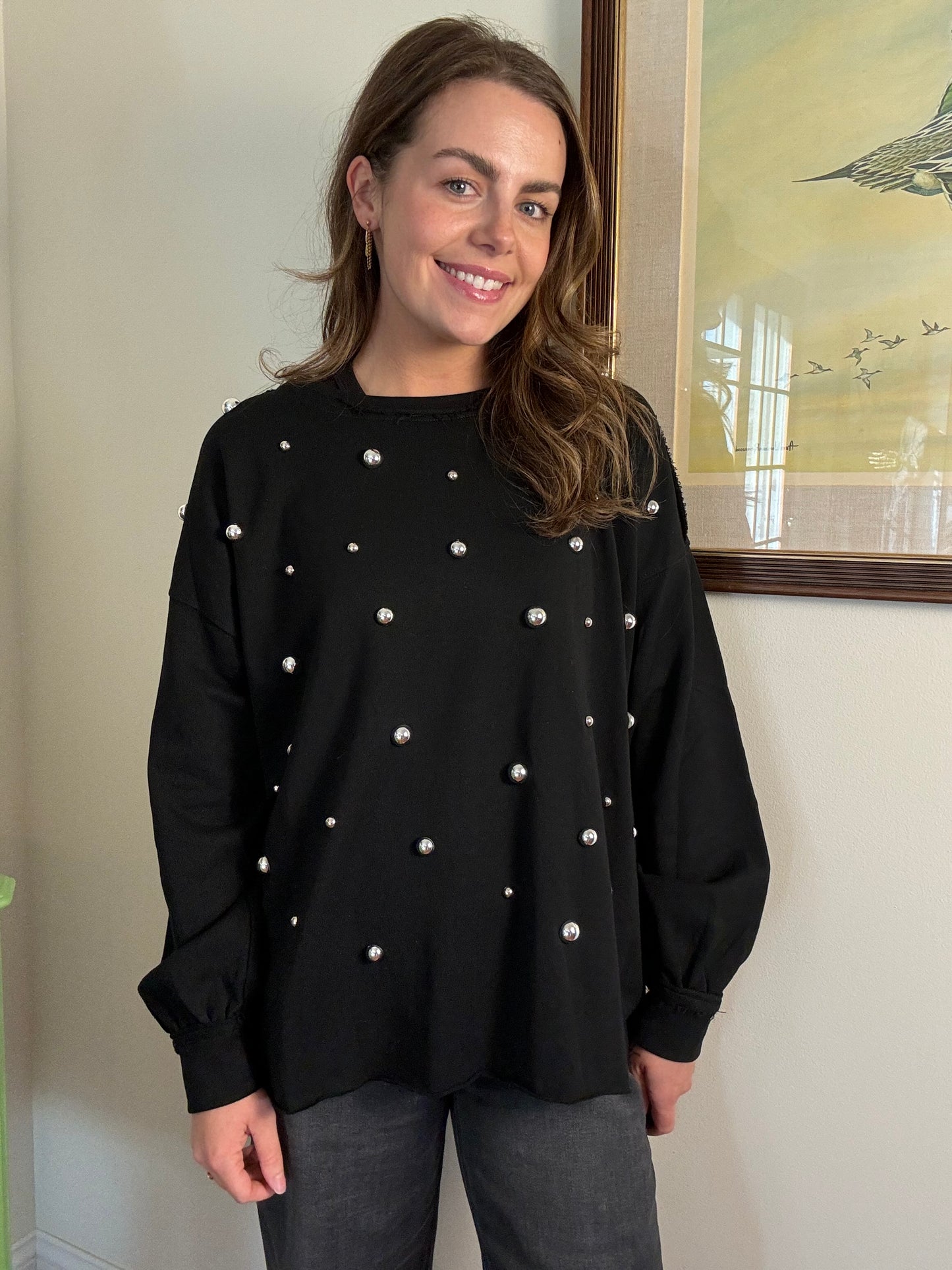 Metallic Stud Pullover