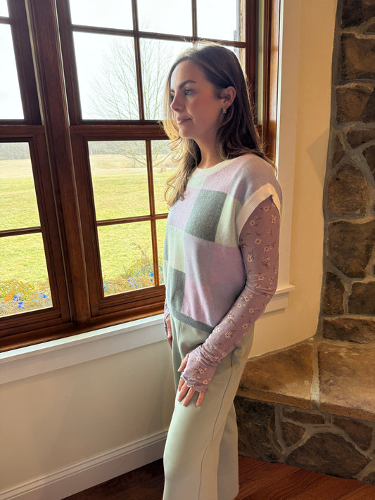 Lavender Color Block Sweater Vest