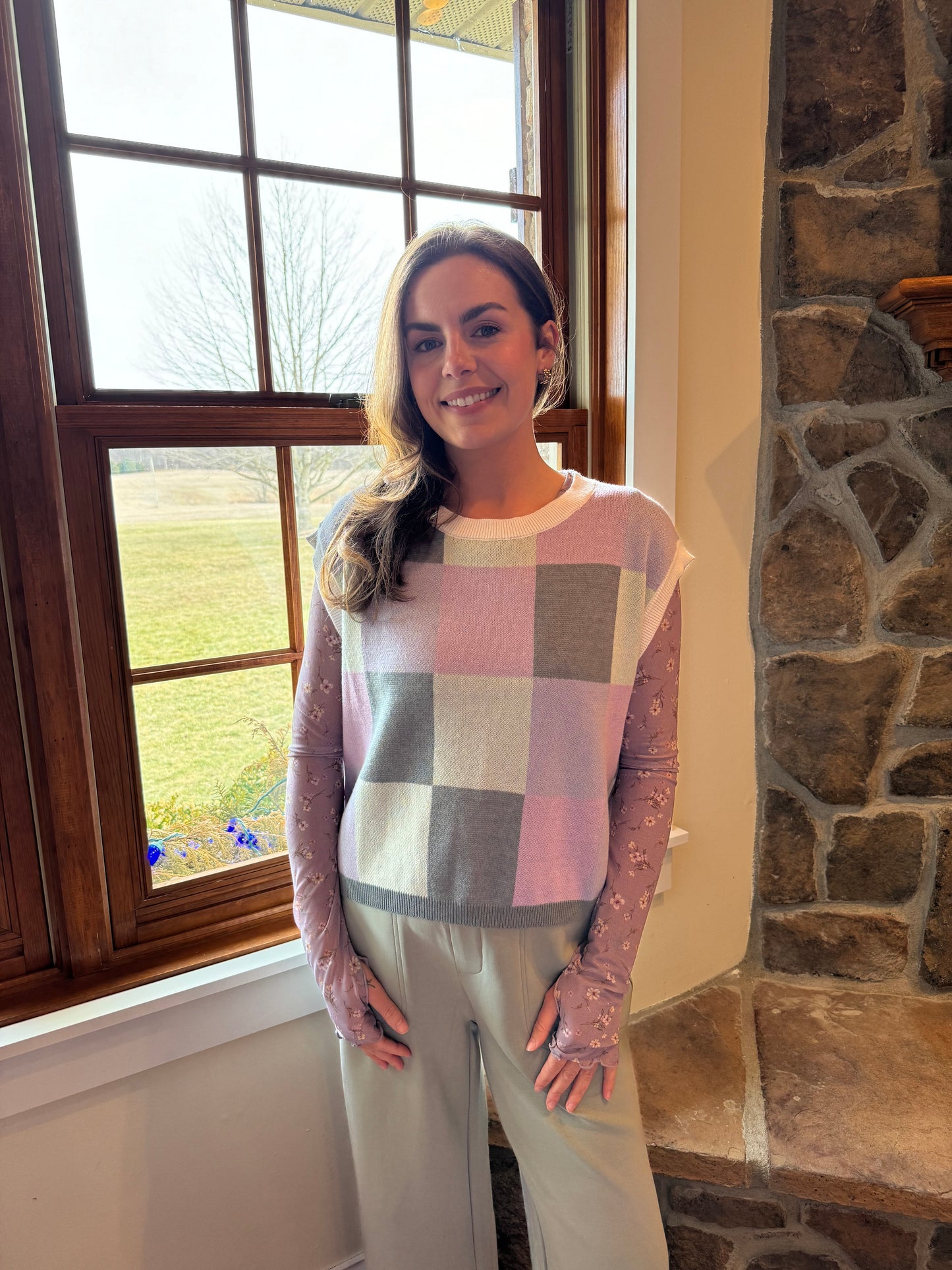 Lavender Color Block Sweater Vest