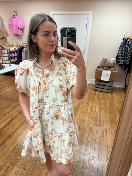 Taupe Floral Dress