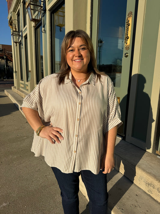 Latte Striped Blouse