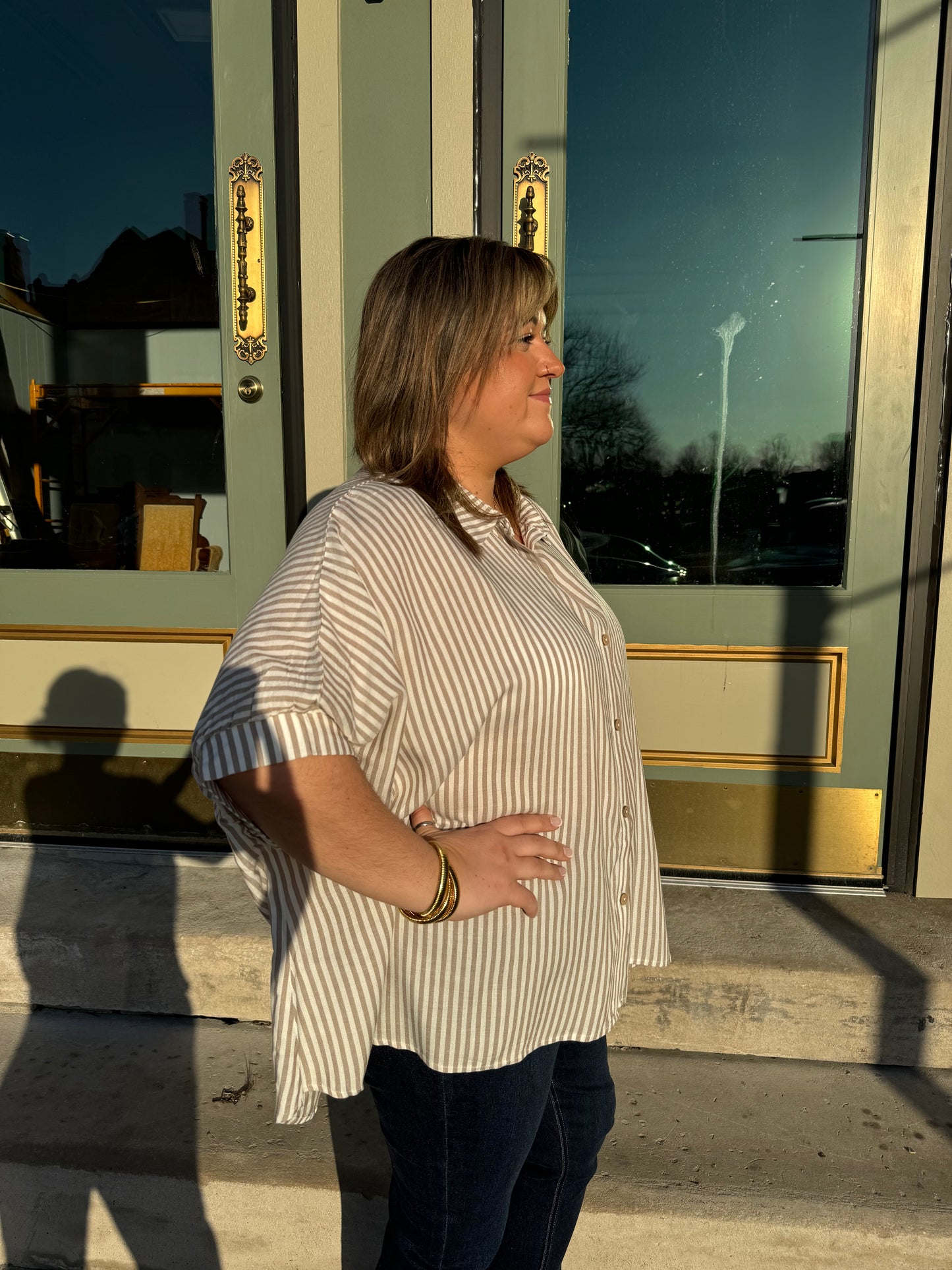 Latte Striped Blouse