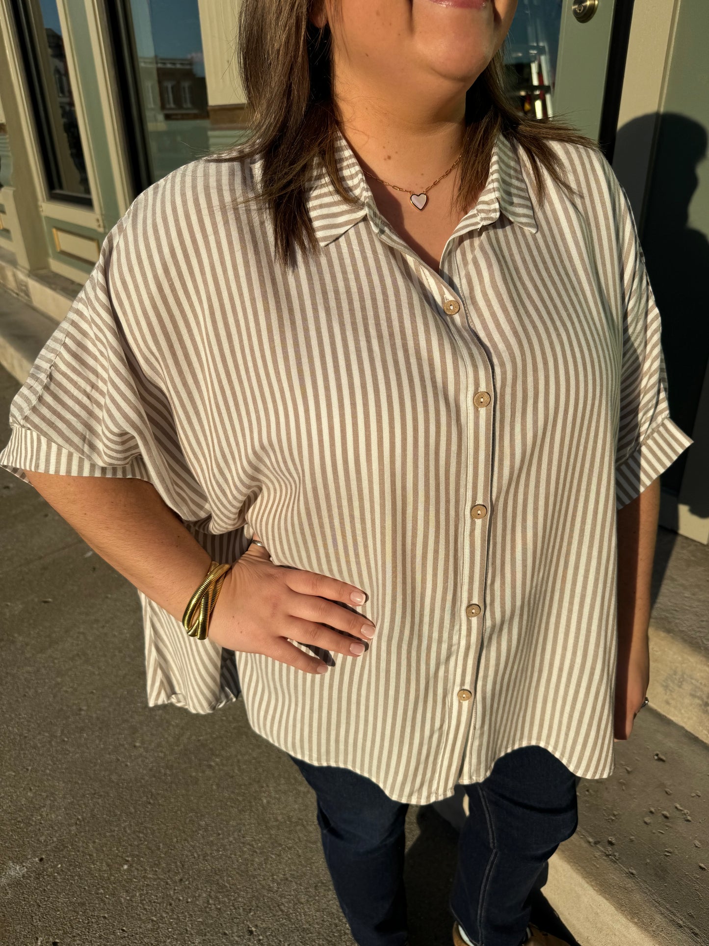 Latte Striped Blouse