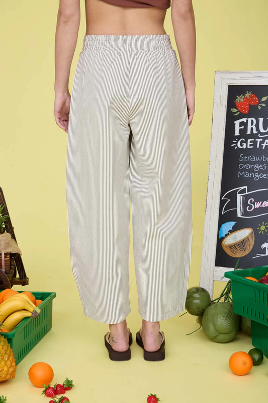 Grey Striped Baggy Pants