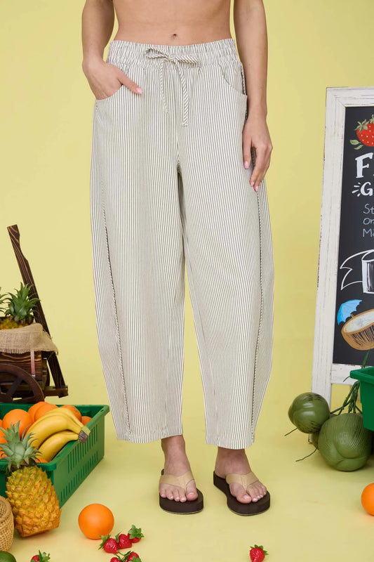Grey Striped Baggy Pants