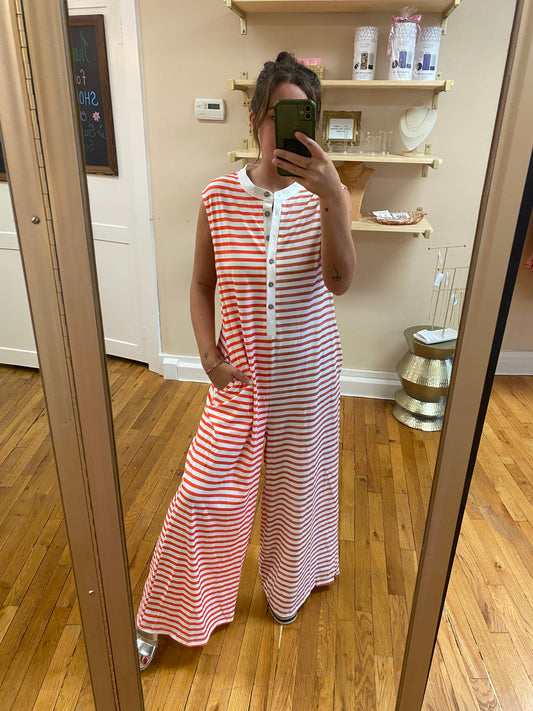 Two Toned Striped Jumpsuit