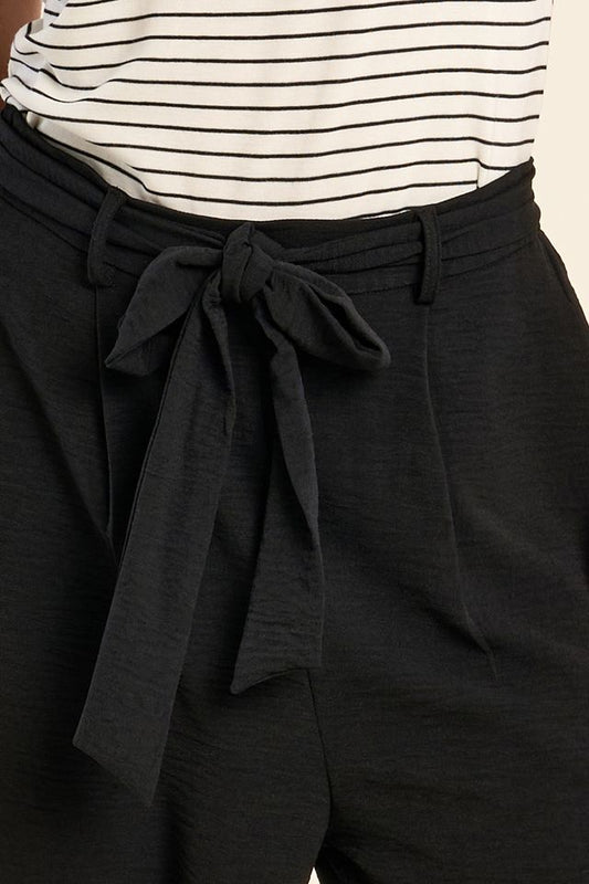 Tied Black Woven Pants