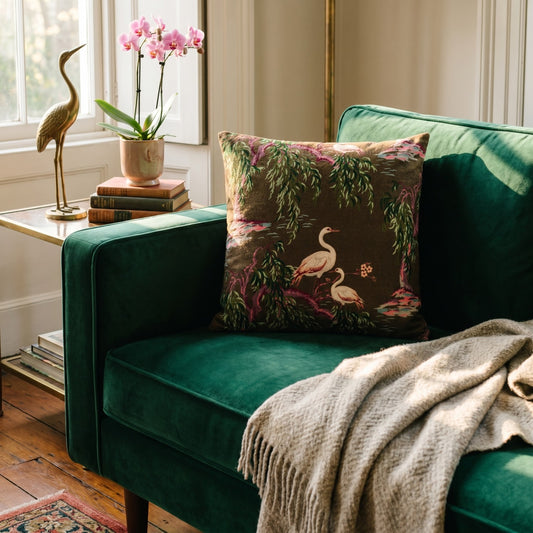 Velvet Crane Pillow