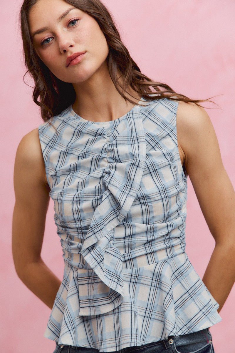 Plaid Peplum Top