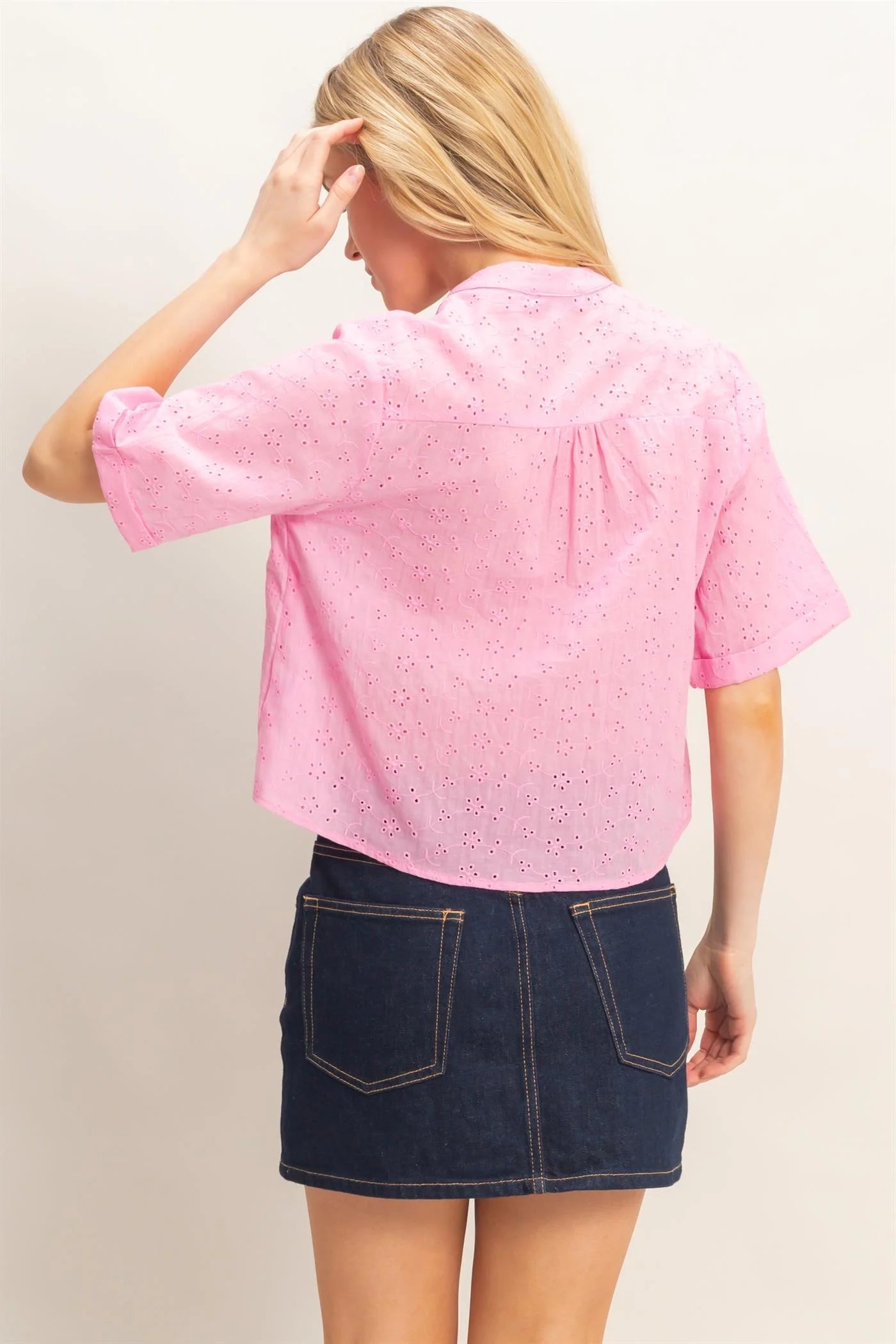 Pink Eyelet Top