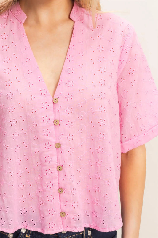 Pink Eyelet Top
