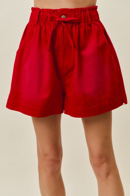 Red Denim Shorts