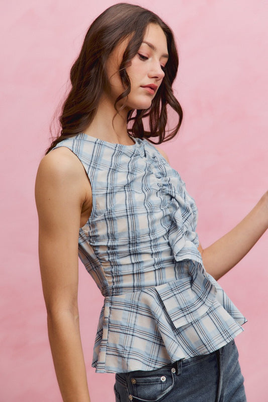 Plaid Peplum Top