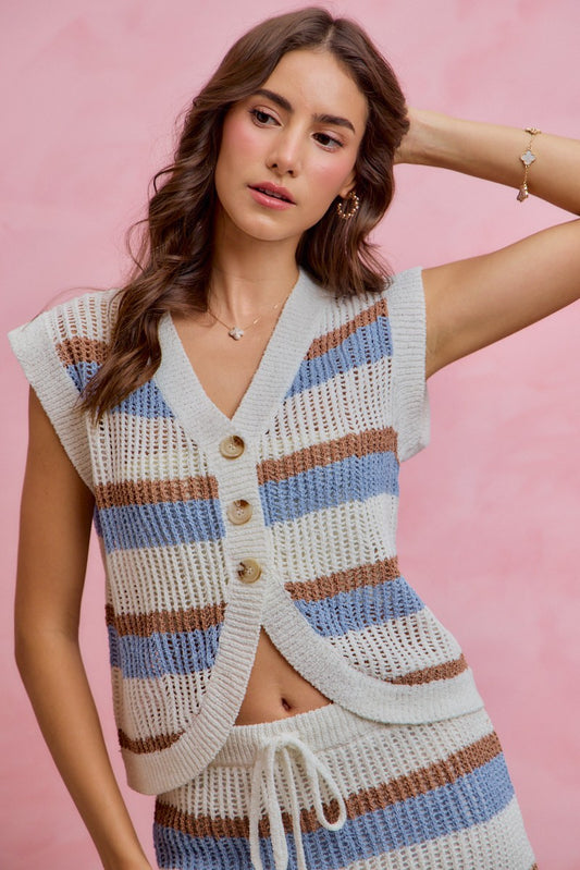 Blue Striped Vest